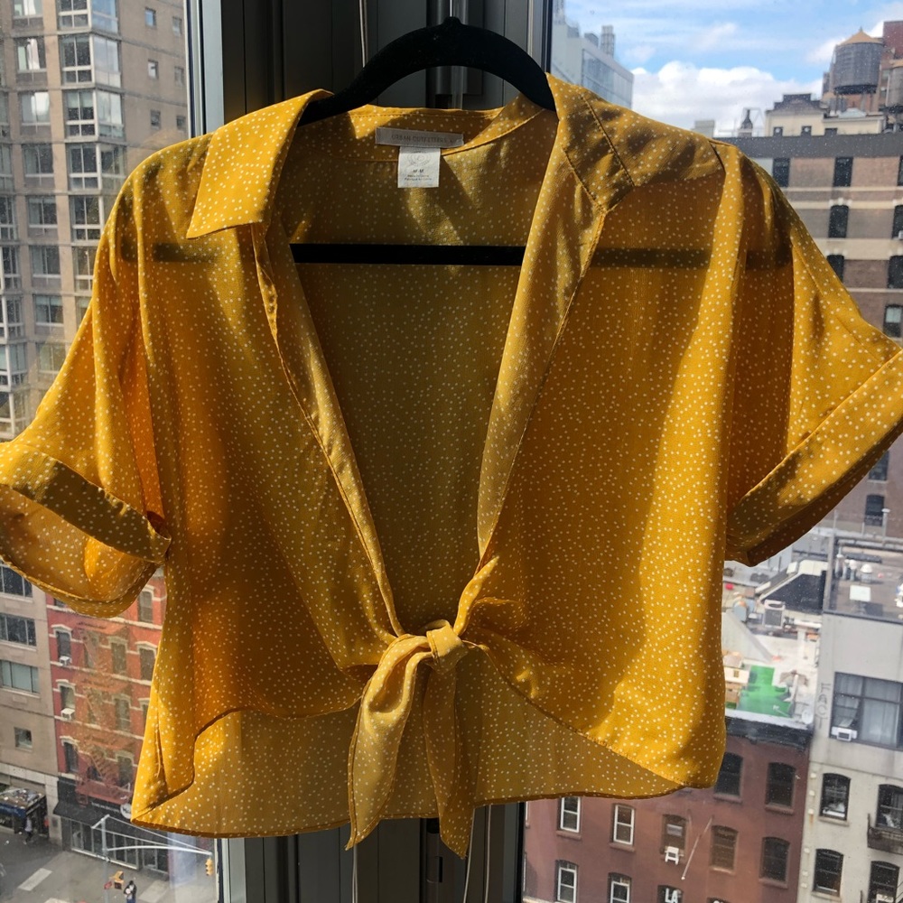 Urban Outfitters yellow blouse tie up shirt